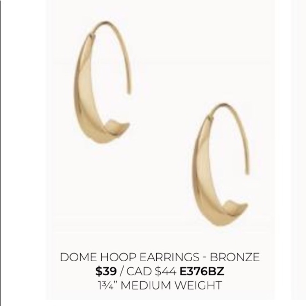 Stella & Dot | Modern Bronze Dome Hoop Earrings - Picture 4 of 8